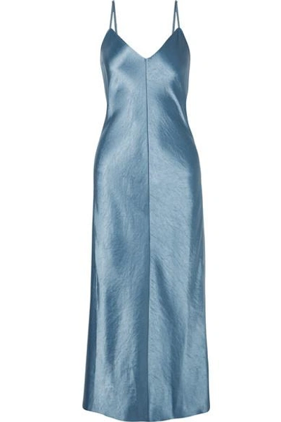 Shop Theory Hammered-satin Midi Dress In Light Blue