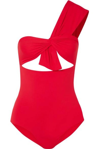 Shop Marysia Venice Maillot One-shoulder Cutout Swimsuit In Red