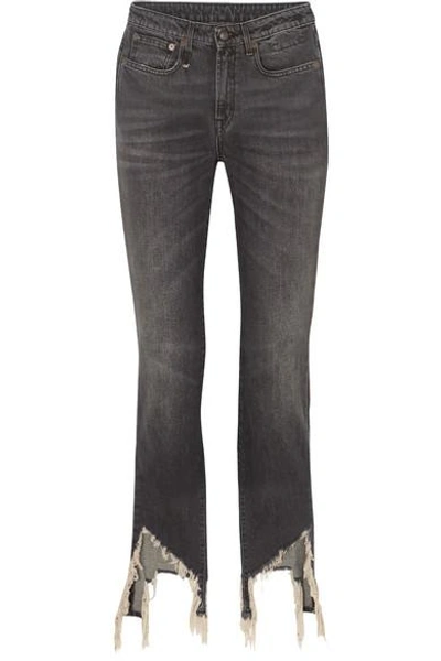 Shop R13 Frayed Mid-rise Flared Jeans In Gray
