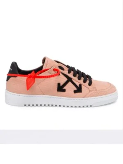 Shop Off-white Carryover Leather Sneakers In Salmon