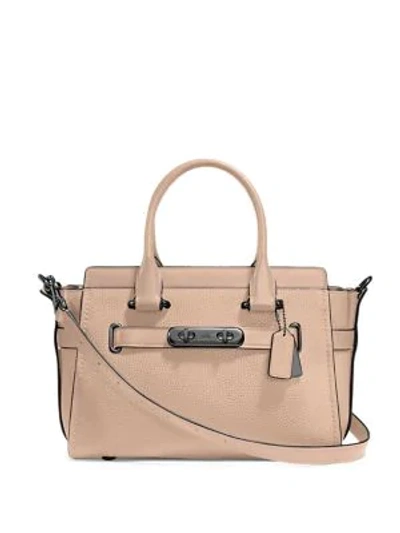 Shop Coach Swagger Leather Satchel In Beige