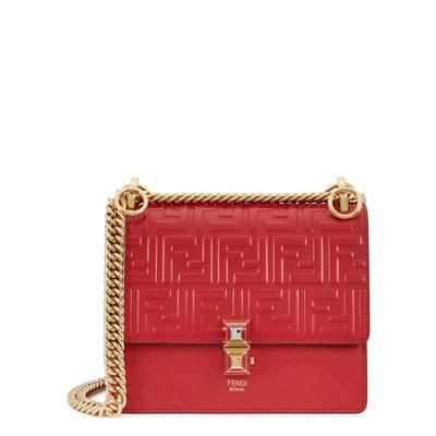 Shop Fendi Kan I Small Leather Shoulder Bag In Red