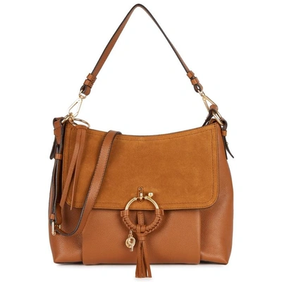 Shop See By Chloé Joan Brown Medium Leather Tote In Tan
