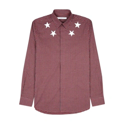 Shop Givenchy Checked Cotton Shirt In Red