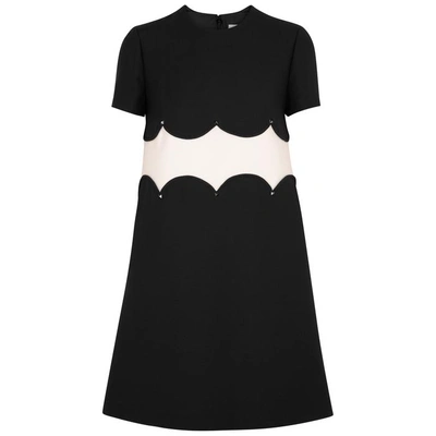 Shop Valentino Monochrome Wool-blend Dress In Black And White