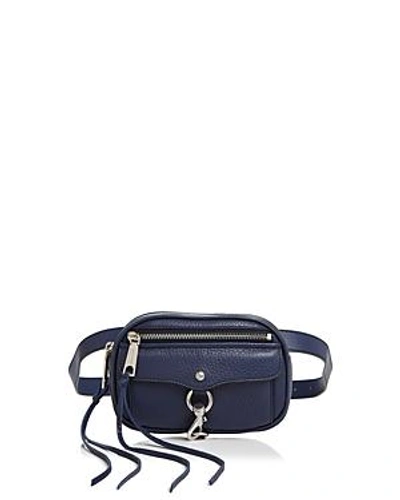 Shop Rebecca Minkoff Blythe Convertible Leather Belt Bag In True Navy/silver