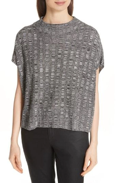 Shop Eileen Fisher Silk & Organic Linen Sweater In Black
