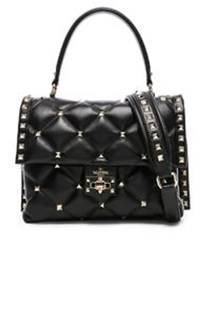 Shop Valentino Candystud Top Handle Bag In Black