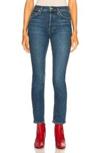 Shop Re/done High Rise Ankle Crop Jean In Mid 70's