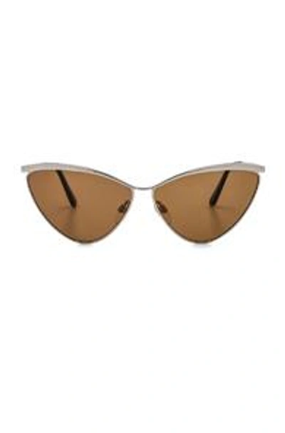 Shop Balenciaga Cat Eye Sunglasses In Silver & Vintage Brown