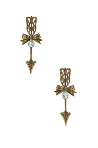 Shop Rodarte Bow & Arrow Earrings In Antique Gold