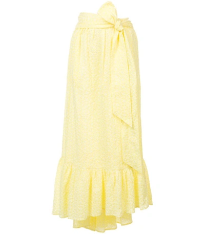 Shop Lisa Marie Fernandez Nicole Eyelet Midi Skirt In Yellow
