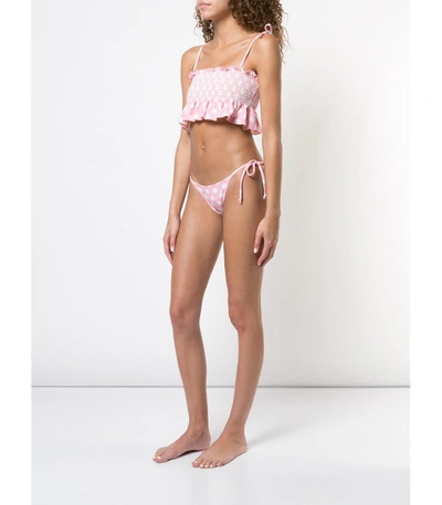 Shop Lisa Marie Fernandez Smocked Polka Dot Bikini In Pink