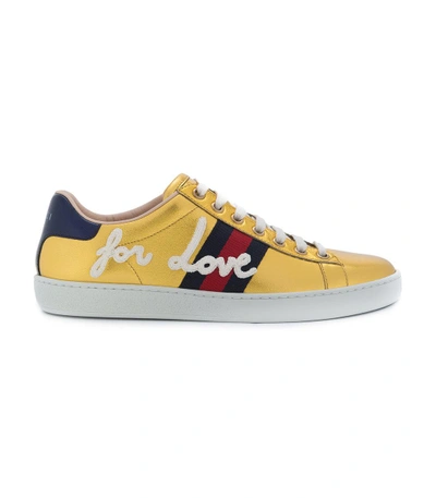 Shop Gucci Ace Sneakers In Yellow