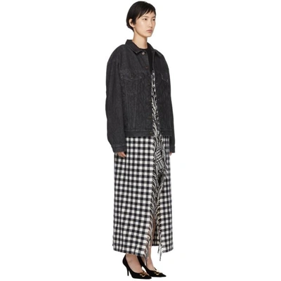 Shop Balenciaga Black Fringes Blanket Denim Jacket