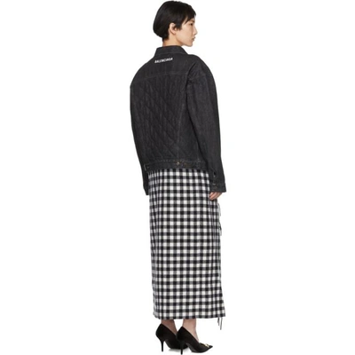 Shop Balenciaga Black Fringes Blanket Denim Jacket