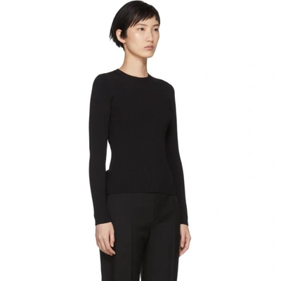 Shop Balenciaga Black Fine Rib Knit Logo Crewneck Sweater In 1000 Black
