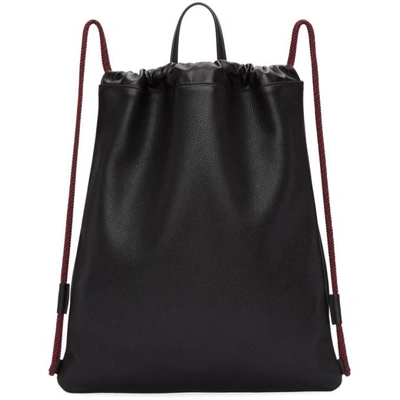 Shop Gucci Black Small Logo Drawstring Backpack In 8163 Black