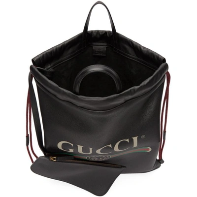 Shop Gucci Black Small Logo Drawstring Backpack In 8163 Black