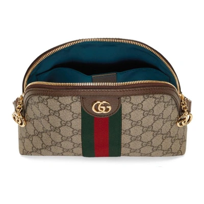 Shop Gucci Beige Small Gg Supreme Ophidia Bag In 8745 Beige