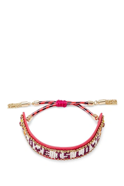 Shop Rebecca Minkoff "love Is Love" Seed Bead Bracelet In Pink Multi