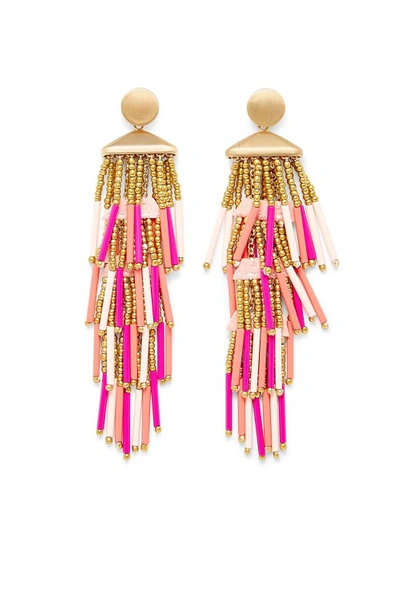 Shop Rebecca Minkoff Beaded Fringe Drama Earring In Peony