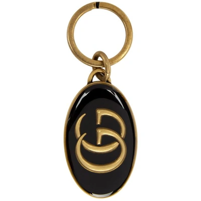 Shop Gucci Black And Gold Gg Keychain In 8220 Black