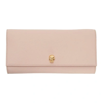 Shop Alexander Mcqueen Pink Skull Travel Wallet In 9901 Nude