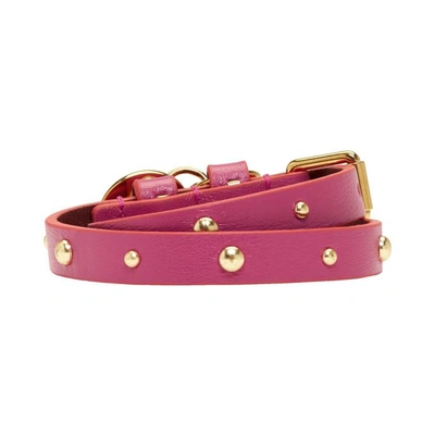 Shop Alexander Mcqueen Pink Studded Skull Double Wrap Bracelet In 5415 - Dp O