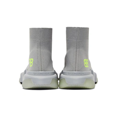 Shop Balenciaga Grey Bb Speed High-top Trainers