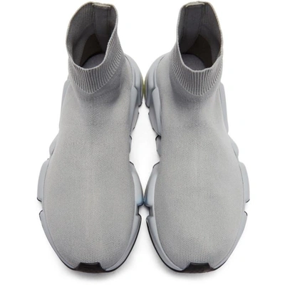 Shop Balenciaga Grey Bb Speed High-top Sneakers