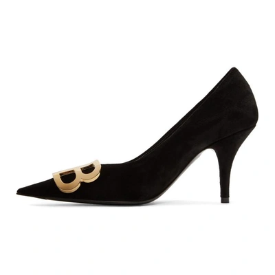 Shop Balenciaga Black Velvet Bb Heels In 1000 Black