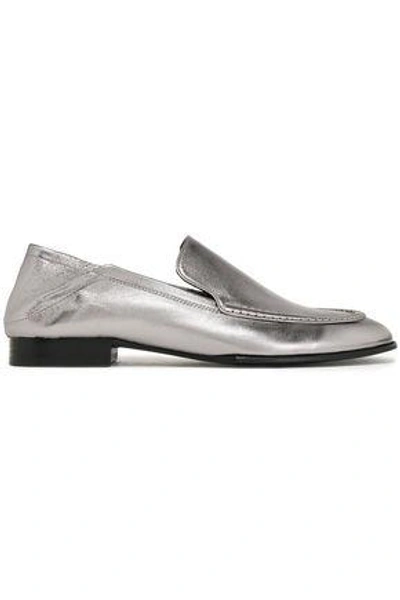 Shop Rag & Bone Woman Collapsible-heel Metallic Leather Loafers Silver
