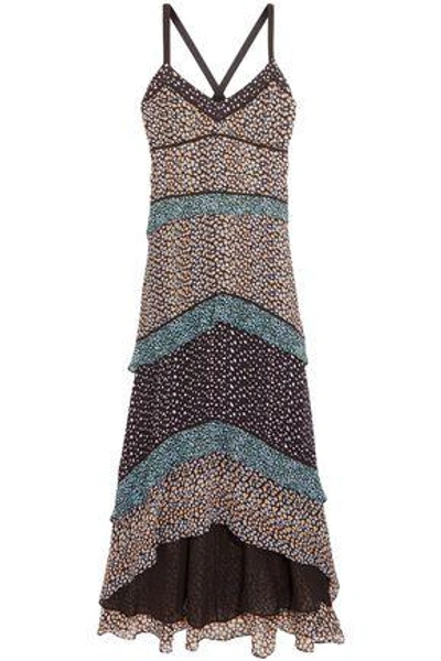 Shop Proenza Schouler Tiered Printed Silk-georgette Maxi Dress In Multicolor