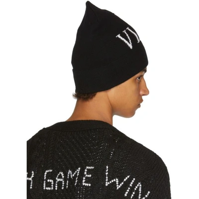 Shop Valentino Black  Garavani Vltn Beanie In 0no Black