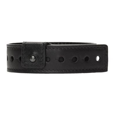Shop Balenciaga Black Leather Party Bracelet In 1000 Black