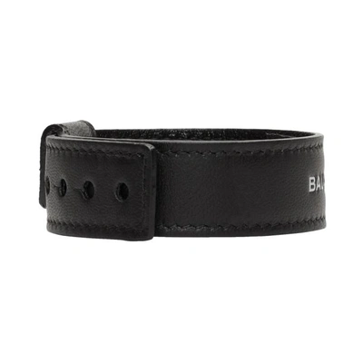 Shop Balenciaga Black Leather Party Bracelet In 1000 Black