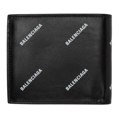 Shop Balenciaga Black All Over Logo Wallet In 1060 Blkwht