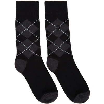 Shop Alexander Mcqueen Black And Grey Argyle Socks In 1061 Blk/gr