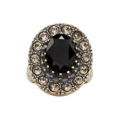 Shop Alexander Mcqueen Gold And Black Jewelled Ring In 7130 Greige