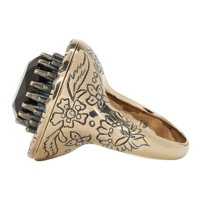 Shop Alexander Mcqueen Gold And Black Jewelled Ring In 7130 Greige