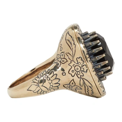 Shop Alexander Mcqueen Gold And Black Jewelled Ring In 7130 Greige