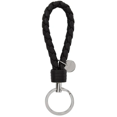 Shop Bottega Veneta Black Intrecciato Loop Keychain In 1000blk/blk