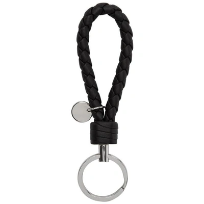 Shop Bottega Veneta Black Intrecciato Loop Keychain In 1000blk/blk