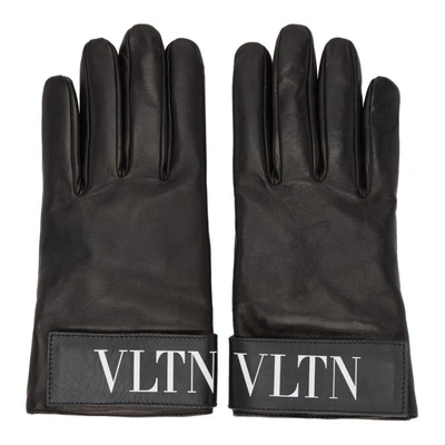 Shop Valentino Black  Garavani Vltn Gloves In 0ni Black
