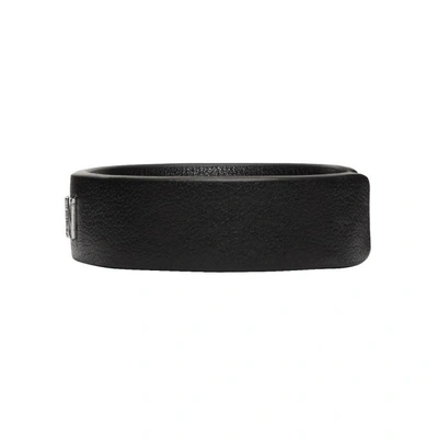 Shop Valentino Black  Garavani Leather Cuff Bracelet In 0no Black
