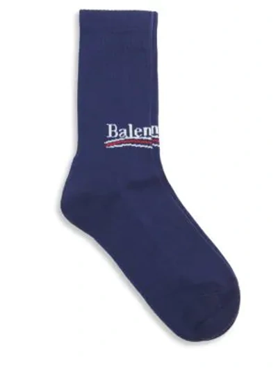 Shop Balenciaga Political Tennis Socks In Blue Red
