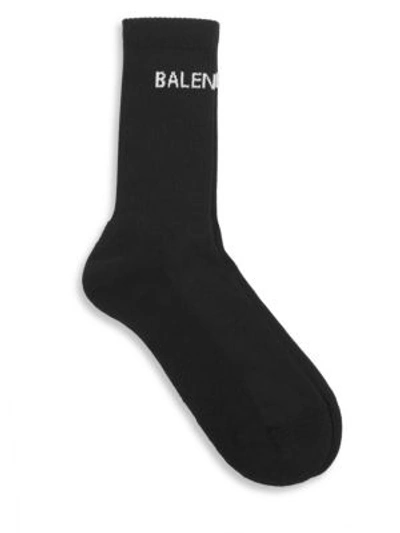 Shop Balenciaga Men's Logo Tennis Socks In Black White