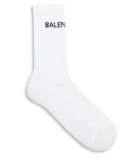 Shop Balenciaga Men's Logo Tennis Socks In White Black