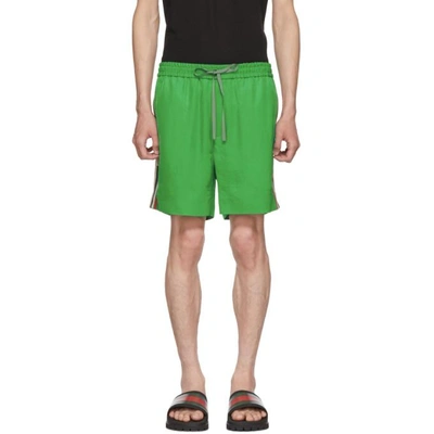 Gucci Logo-web Twill Shorts In Green | ModeSens